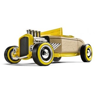 Hot Rod HR2 galben, jucarie din lemn